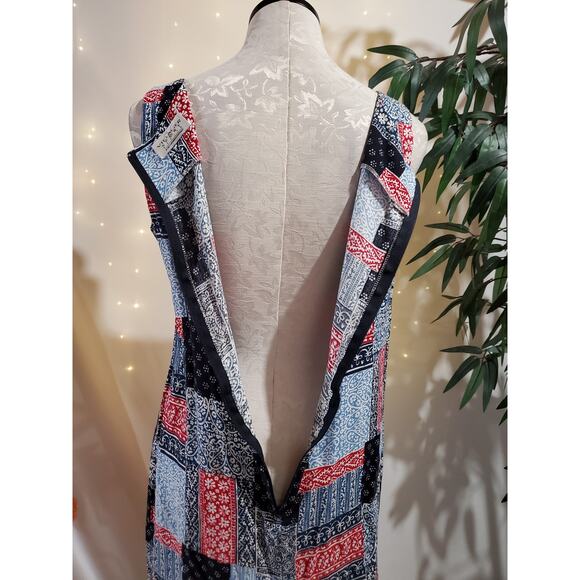 Villiager Sport Liz Claiborne VTG Y2K Patchwork Bandana Dress Womens Size LP - Picture 7 of 11